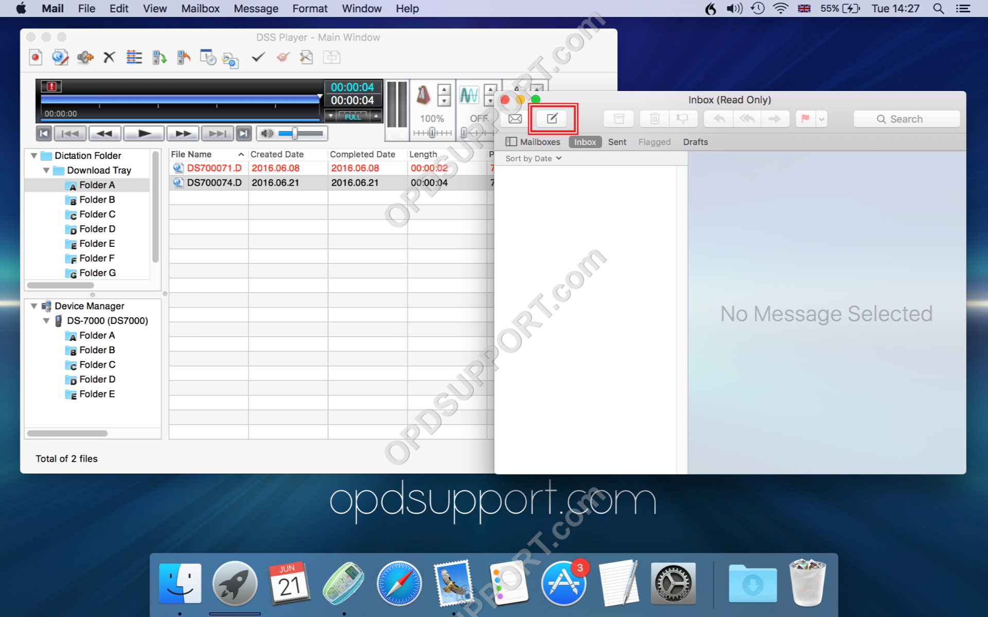 DSS Player for Mac. Send dictation by Email3