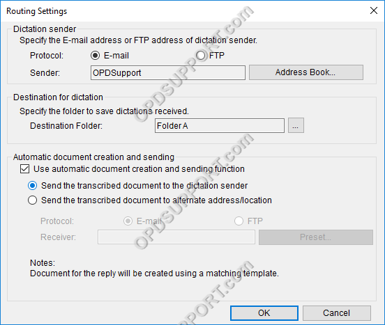 Dictation Routing via Email FTP 11