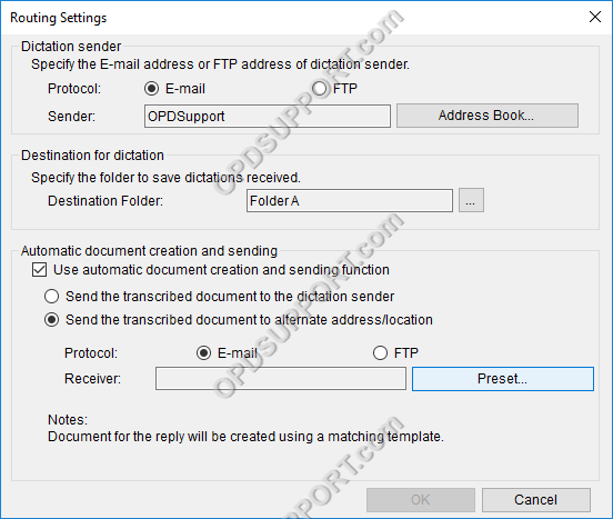 Dictation Routing via Email FTP 12