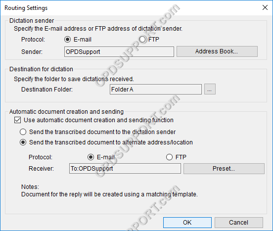 Dictation Routing via Email FTP 15