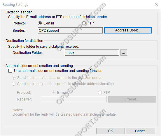 Dictation Routing via Email FTP 4
