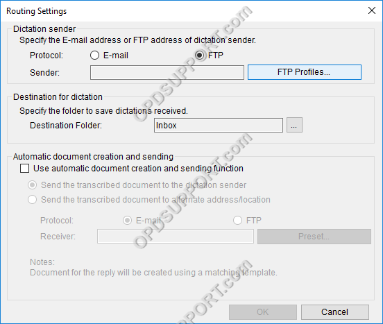 Dictation Routing via Email FTP 5
