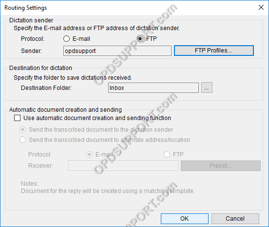 Dictation Routing via Email FTP 7