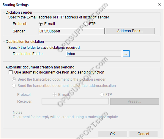 Dictation Routing via Email FTP 8