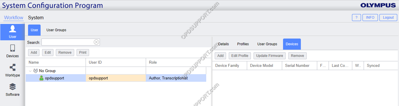 Managing devices in the SCP 7