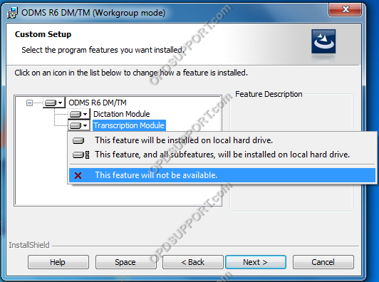 ODMS client workgroup installation 6