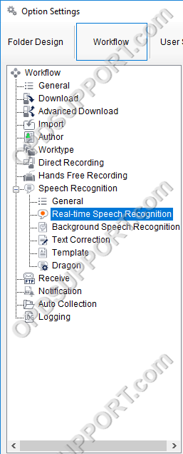Real time voice recognition settings option